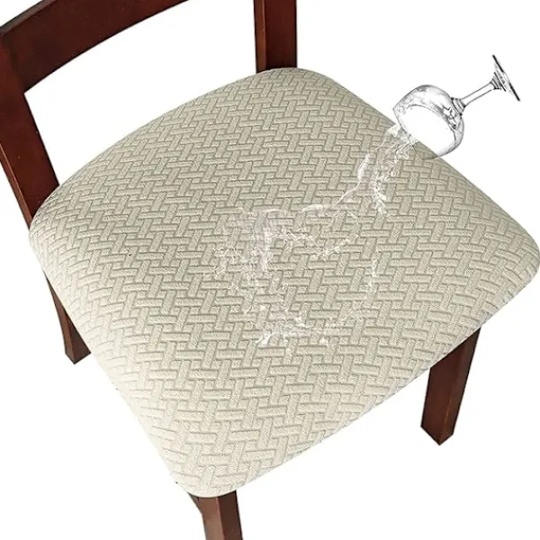 Stolar>Stolsöverdrag Stolsdynaöverdrag Vattentätt Stolsitsöverdrag Avtagbart Tvätbart Jacquard Elastiskt Stolsitsöverdrag för Matrum (Vit, 2)