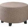 Sittpuffar>Stretch Jacquard Ottoman Överdrag (Grå, Liten), Fotpallsskydd, Möbelskydd, Pallskydd med halkfri elastisk botten