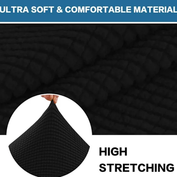 Sittpuffar>Stretch Ottoman-överdrag, mjuk rektangulär överdrag med elastiskt bälte, S blå