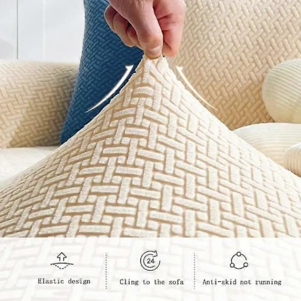 Soffor>Stretch Sofföverdrag Jacquard Design Sofföverdrag Halkfritt Universal Sofföverdrag Möbelskydd för 3-sitssoffa -gul-3 sits 190-230cm