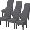 Stolar>Stretchig matstolsöverdrag Hög rygg Stolsöverdrag Avtagbara och tvättbara Stolsöverdrag för hotell Bröllopsdekor Grå 6PCS