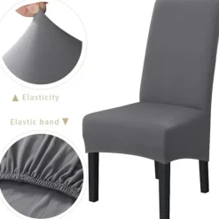 Stolar>Stretchig matstolsöverdrag Hög rygg Stolsöverdrag Avtagbara och tvättbara Stolsöverdrag för hotell Bröllopsdekor Grå 6PCS