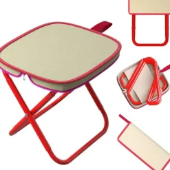 Pallar>Styck (Röd) Hopfällbar Campingpall, Bärbar Fällpall, Hopfällbara Campingpallar, Bärbar Campingsits, Hopfällbar Campingpall, Utomhus Fällpall, Mini