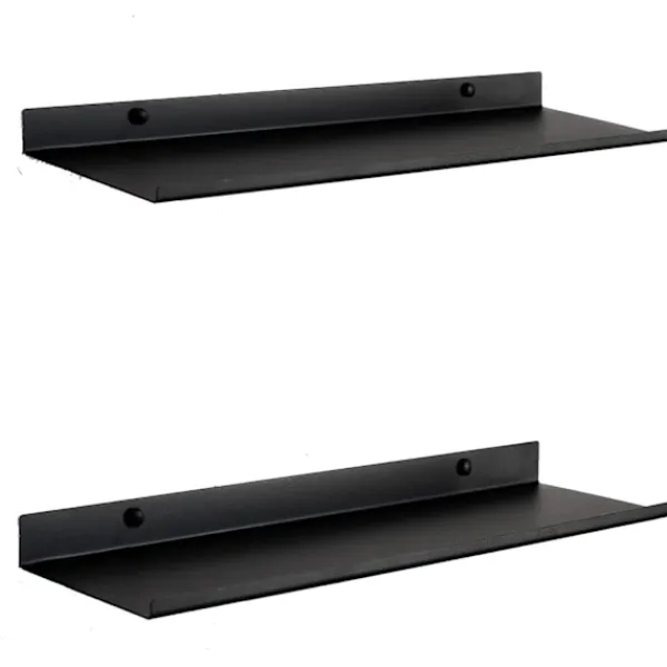 Hyllor>Svart metall vägghylla | Set med 2 flytande hyllor 40 cm
