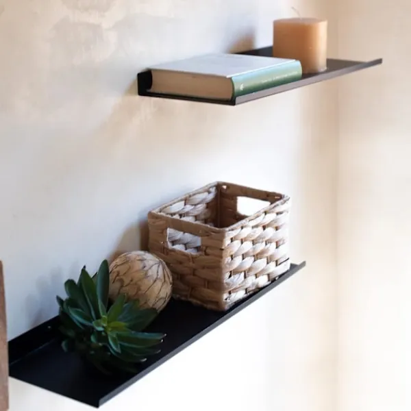Hyllor>Svart metall vägghylla | Set med 2 flytande hyllor 40 cm