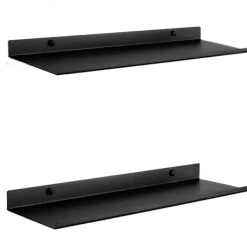 Hyllor>Svart metall vägghylla | Set med 2 flytande hyllor 50 cm