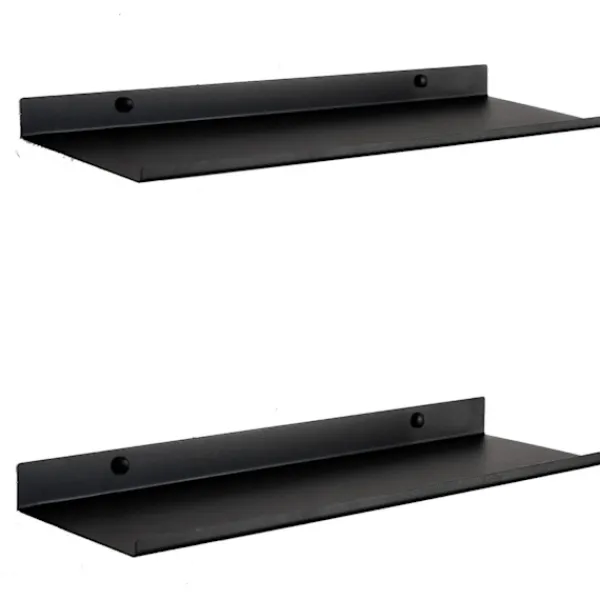 Hyllor>Svart metall vägghylla | Set med 2 flytande hyllor 50 cm