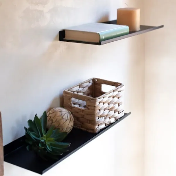 Hyllor>Svart metall vägghylla | Set med 2 flytande hyllor 50 cm