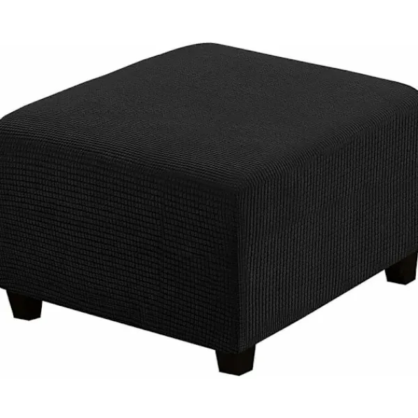 Sittpuffar>(svart) Stretch Slipcovers, Fyrkantiga Spandex Tyg Slipcovers för