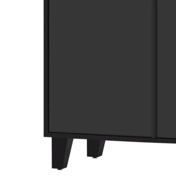 Sideboards>Svarta spegeldekorationer med coola kristallhandtag, fyra dörrar, med flyttbart laminat. För vardagsrum och matsal, 160 x 40 x 84 cm