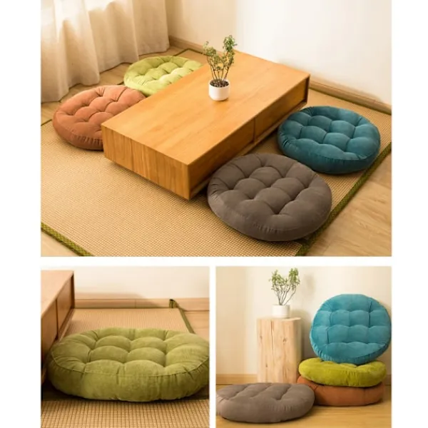 Sittpuffar>Tjock plysch rund tatami kudde (45*45cm)