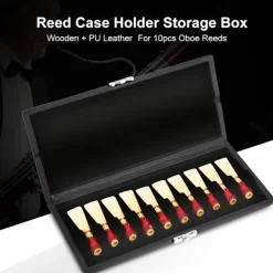 Kistor & Koffertar>Trä PU läderfodral Reed Case Holder Förvaringslåda för 10 st Oboe Reeds
