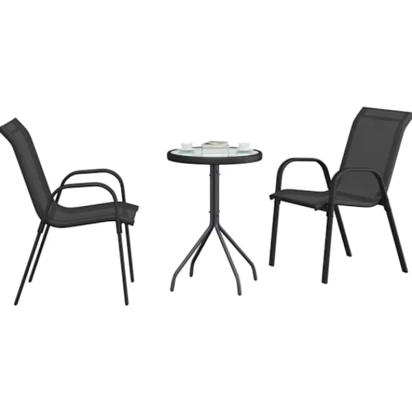 vidaXL Balkongmöbler>Trädgårds Bistro Set 3 pcs Svart Stål
