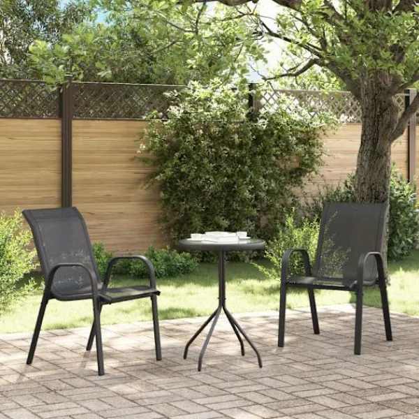 vidaXL Balkongmöbler>Trädgårds Bistro Set 3 pcs Svart Stål