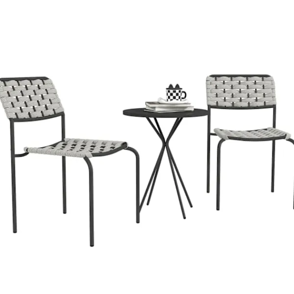 Northio Balkongmöbler>Trädgårdsmöbelset i polyrattan, utelounge balkongmöbler för 2 personer, 3-delad sittgrupp med 2 stapelbara stolar, bord, väderbeständig trädgårdsloung | Fyndiq