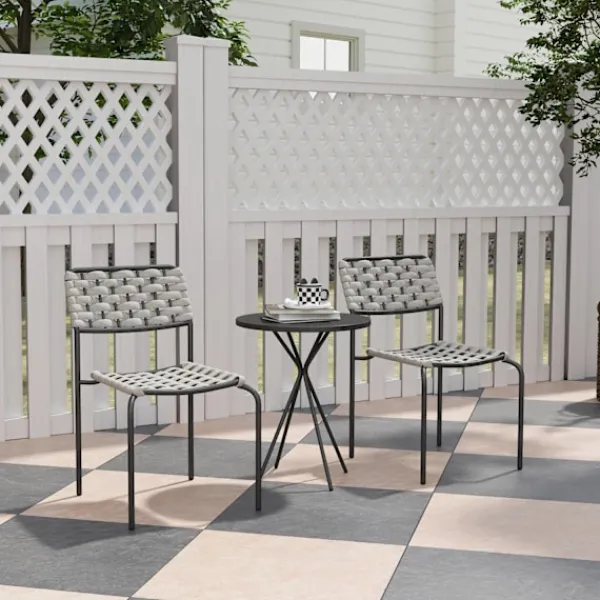 Northio Balkongmöbler>Trädgårdsmöbelset i polyrattan, utelounge balkongmöbler för 2 personer, 3-delad sittgrupp med 2 stapelbara stolar, bord, väderbeständig trädgårdsloung | Fyndiq