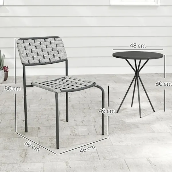 Northio Balkongmöbler>Trädgårdsmöbelset i polyrattan, utelounge balkongmöbler för 2 personer, 3-delad sittgrupp med 2 stapelbara stolar, bord, väderbeständig trädgårdsloung | Fyndiq