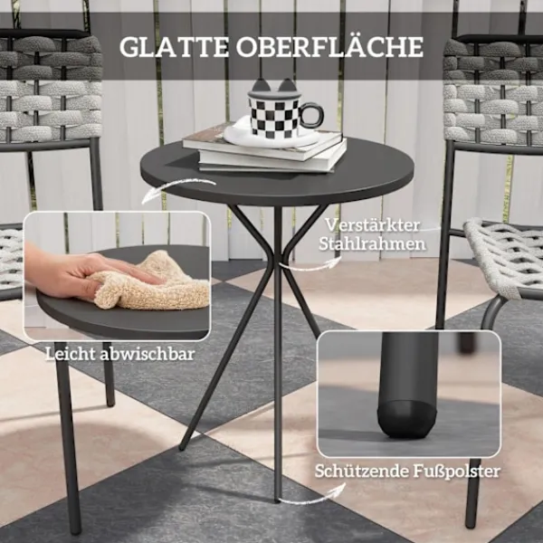 Northio Balkongmöbler>Trädgårdsmöbelset i polyrattan, utelounge balkongmöbler för 2 personer, 3-delad sittgrupp med 2 stapelbara stolar, bord, väderbeständig trädgårdsloung | Fyndiq