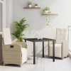 vidaXL Balkongmöbler>Trädgårdsmöbelset med kudde 3 pcs Beige konstrotting