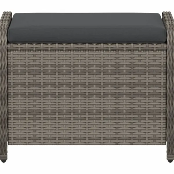 vidaXL Pallar>Trädgårdspall med dyna grå 58x46x46 cm konstrotting