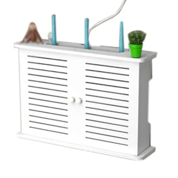 Skåp>Trådlös WiFi Router Box Trälåda Kabel Plus Trådfäste Väggmonterad Uttag Hylla L