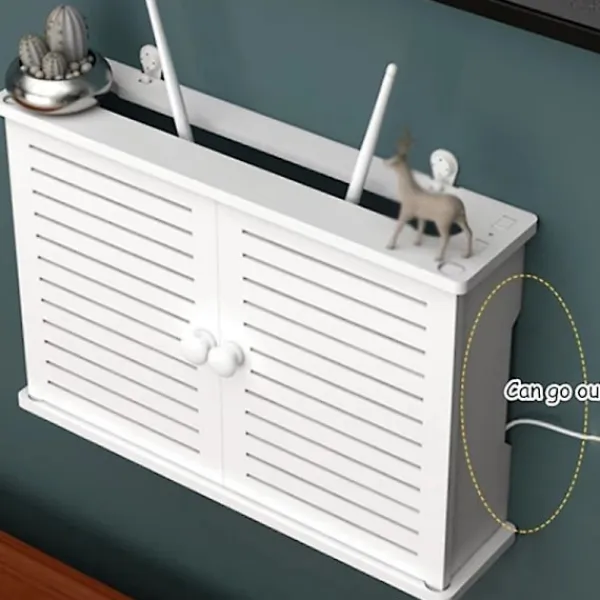 Skåp>Trådlös Wifi Router Förvaringslådor Trälåda Kabel Ström Plus Tråd Fäste Vägg Hängande Kontaktbräda