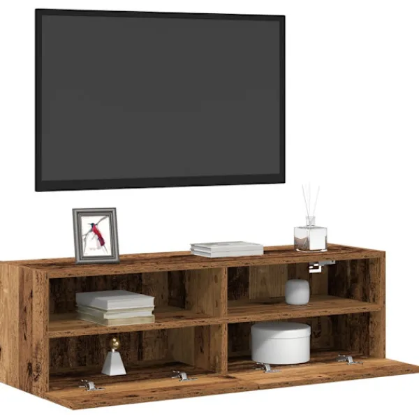 vidaXL Tv-Bänkar>TV Vägghylla 2 pcs Gammalt trä 100 x 30 x 30 cm Konstruerat trä