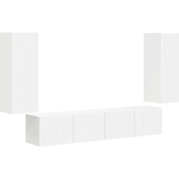 vidaXL Tv-Bänkar>TV väggskåp set Väggmonterad 4 pcs Vit Konstruerat trä