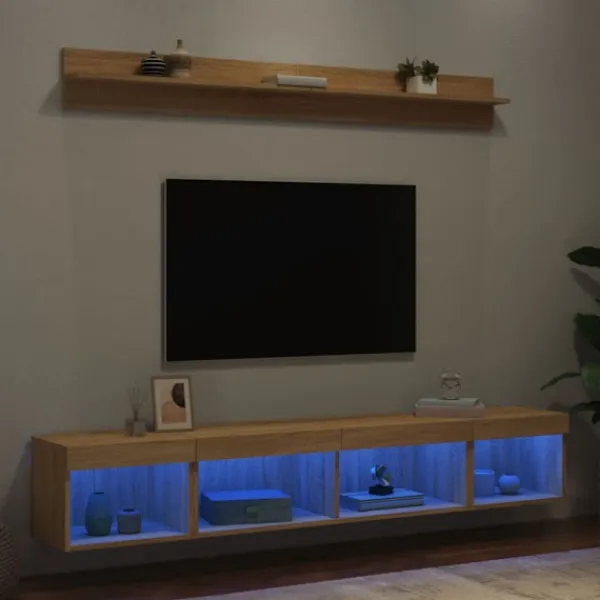 vidaXL Tv-Bänkar>Tv-bänk 5 delar LED sonoma-ek konstruerat trä