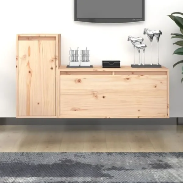 vidaXL Tv-Bänkar>Tv-bänk 2 st massiv furu