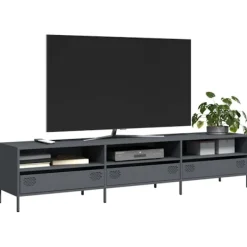 vidaXL Tv-Bänkar>Tv-bänk antracit 202x39x43,5 cm kallvalsat stål