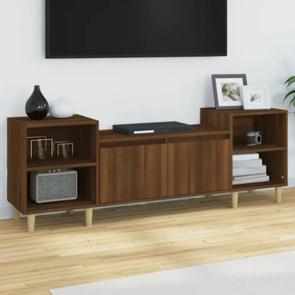 vidaXL Tv-Bänkar>Tv-bänk brun ek 160x35x55 cm konstruerat trä