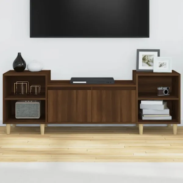vidaXL Tv-Bänkar>Tv-bänk brun ek 160x35x55 cm konstruerat trä