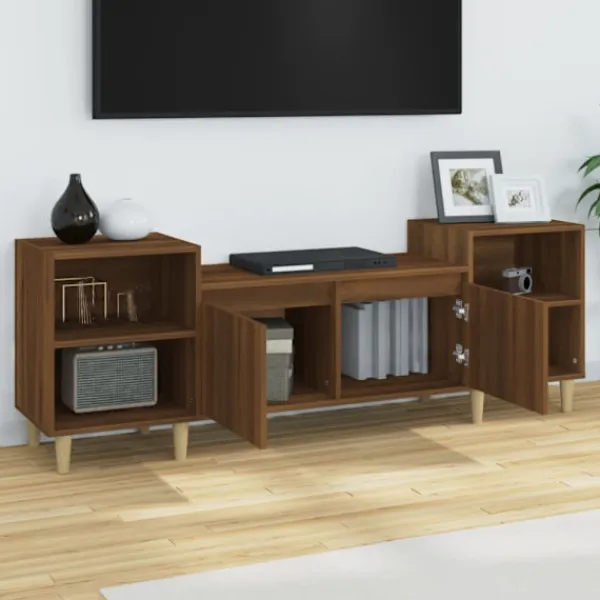 vidaXL Tv-Bänkar>Tv-bänk brun ek 160x35x55 cm konstruerat trä