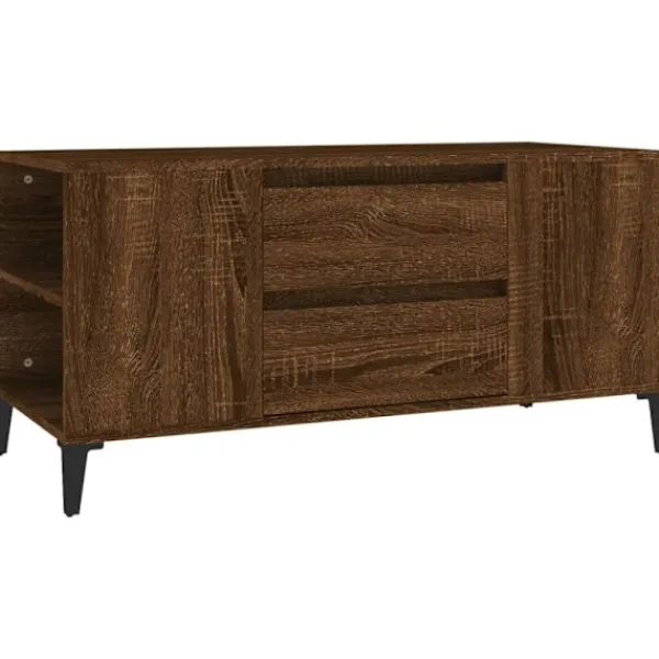 vidaXL Tv-Bänkar>Tv-bänk brun ek 102x44,5x50 cm konstruerat trä