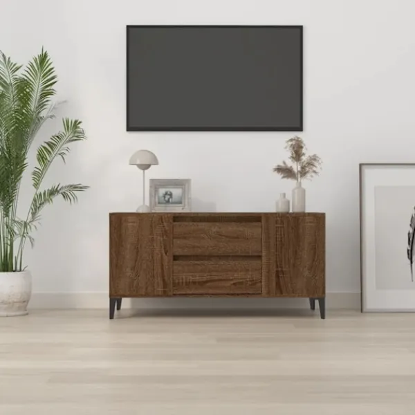 vidaXL Tv-Bänkar>Tv-bänk brun ek 102x44,5x50 cm konstruerat trä