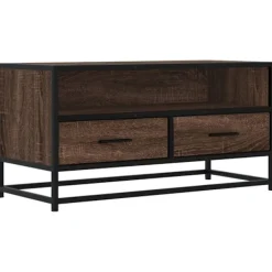 vidaXL Tv-Bänkar>Tv-bänk brun ek 80x34,5x40 cm konstruerat trä och metall