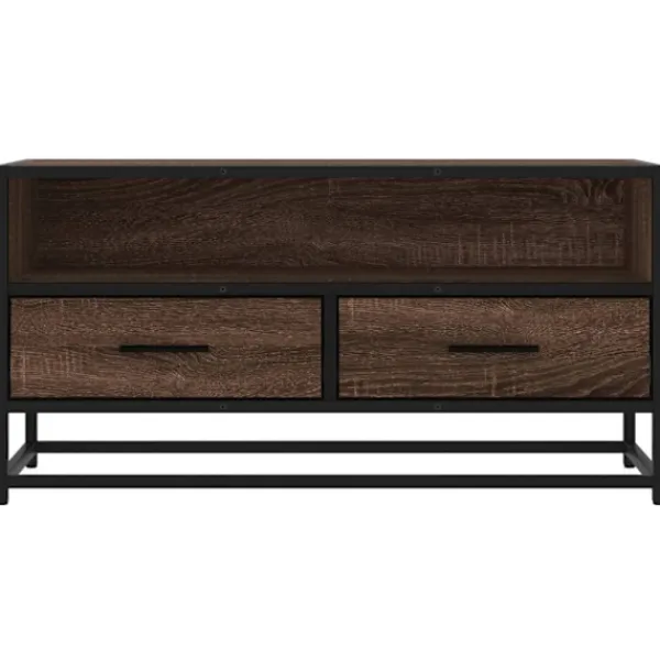 vidaXL Tv-Bänkar>Tv-bänk brun ek 80x34,5x40 cm konstruerat trä och metall