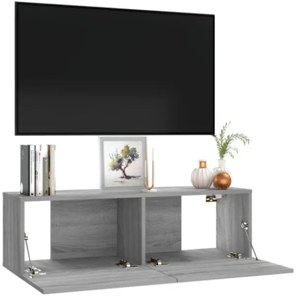vidaXL Tv-Bänkar>Tv-bänk för vägg grå sonoma 100x30x30 cm konstruerat trä