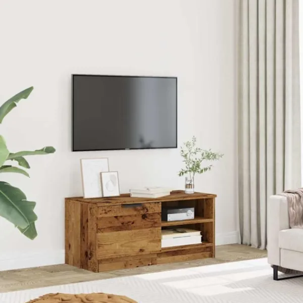 vidaXL Tv-Bänkar>Tv-bänk gammalt trä 80x35x36,5 cm konstruerat trä