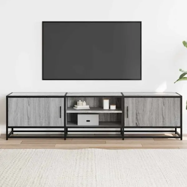 vidaXL Tv-Bänkar>Tv-bänk grå sonoma 160x35x41 cm konstruerat trä och metall