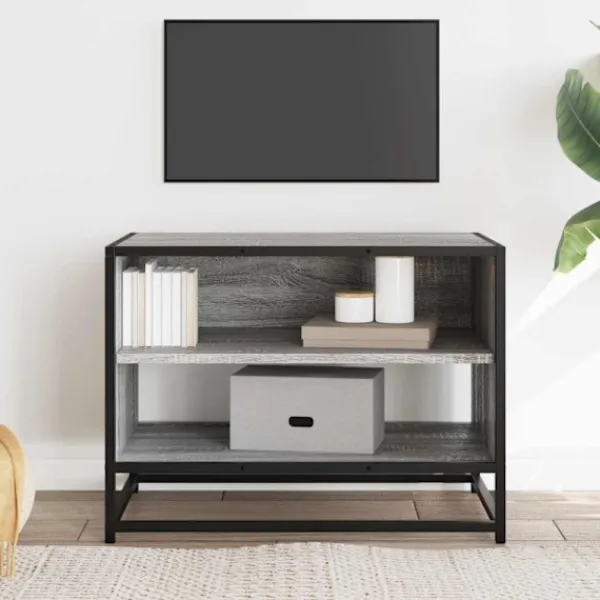 vidaXL Tv-Bänkar>Tv-bänk grå sonoma 61x40x46 cm konstruerat trä och metall