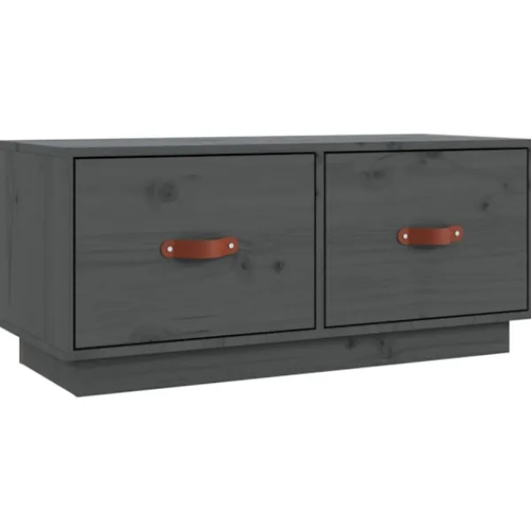 vidaXL Tv-Bänkar>Tv-bänk grå 80x34x35 cm massiv furu