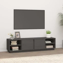 vidaXL Tv-Bänkar>Tv-bänk grå 156x40x40 cm massiv furu