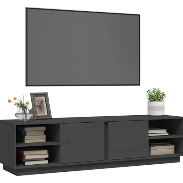 vidaXL Tv-Bänkar>Tv-bänk grå 156x40x40 cm massiv furu