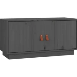 vidaXL Tv-Bänkar>Tv-bänk grå 80x34x40 cm massiv furu