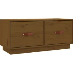 vidaXL Tv-Bänkar>Tv-bänk honungsbrun 80x34x35 cm massiv furu
