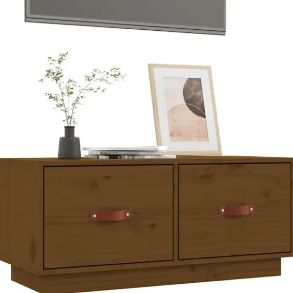 vidaXL Tv-Bänkar>Tv-bänk honungsbrun 80x34x35 cm massiv furu