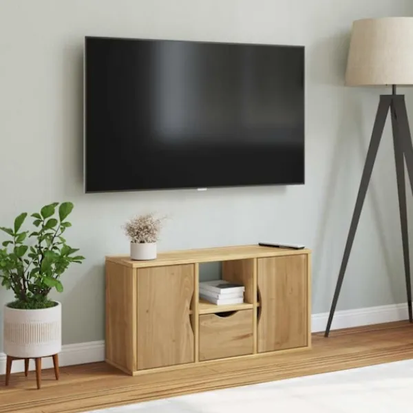 vidaXL Tv-Bänkar>TV-bänk med låda "ODDA" 79x24x40 cm massiv furu