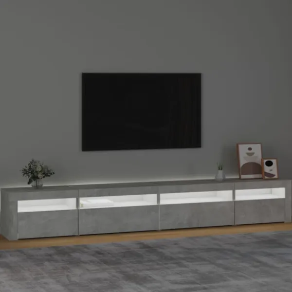 vidaXL Tv-Bänkar>Tv-bänk med LED-belysning betonggrå 270x35x40 cm
